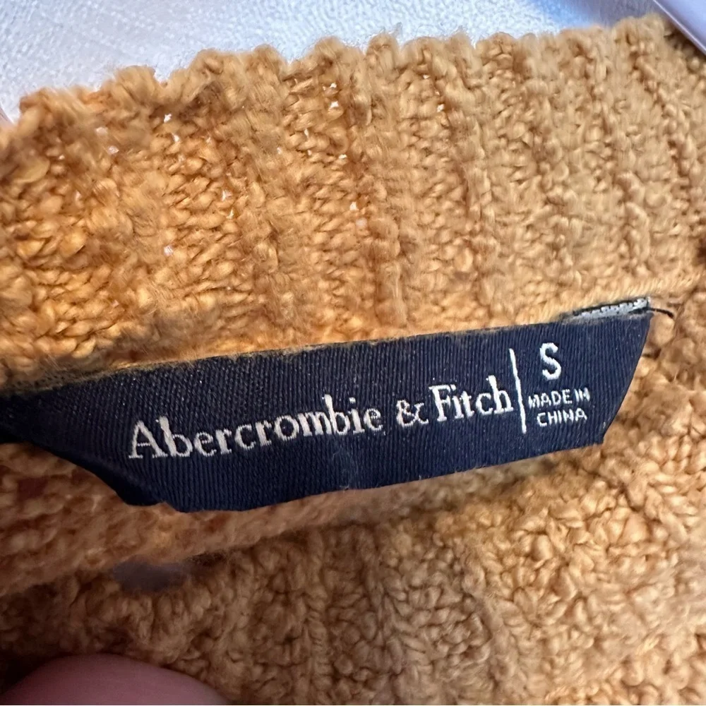 Abercrombie & Fitch Women’s Small Mustard Yellow Full Zip Back Sweater Cotton Bl - Picture 4 of 10